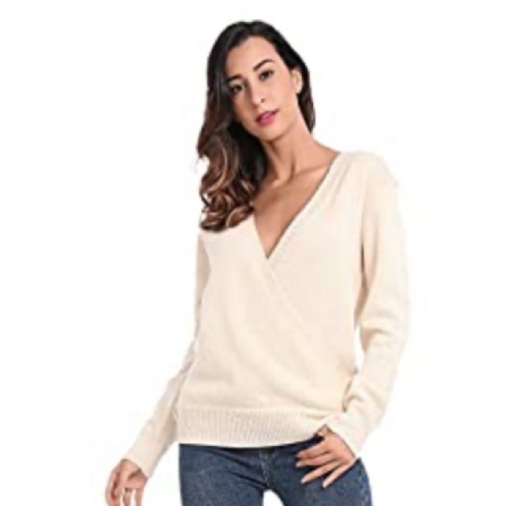 Tanib Cream Surplice Sweater